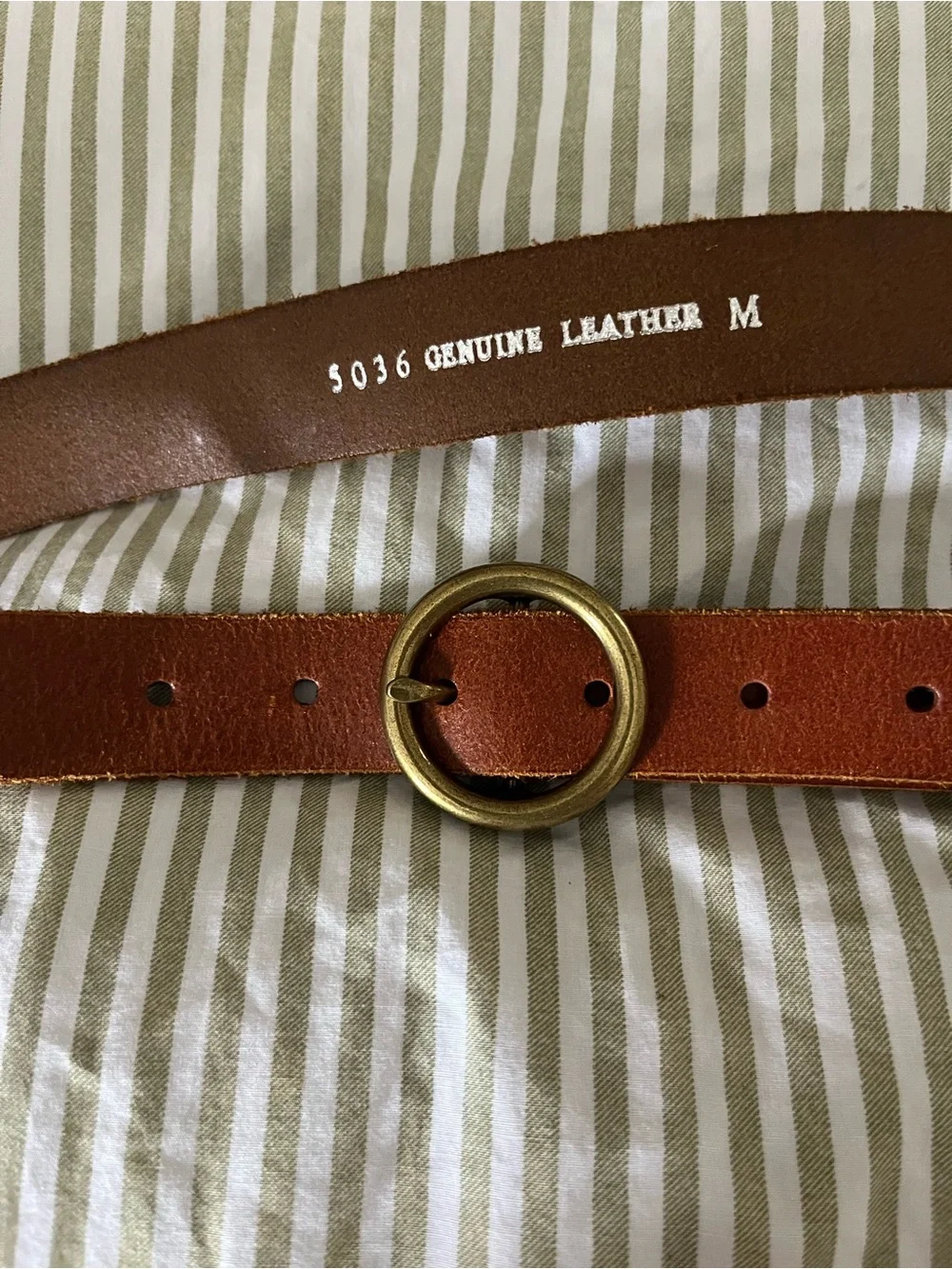 Roolee- Brown Leather Belt with Round Brass Buckle
